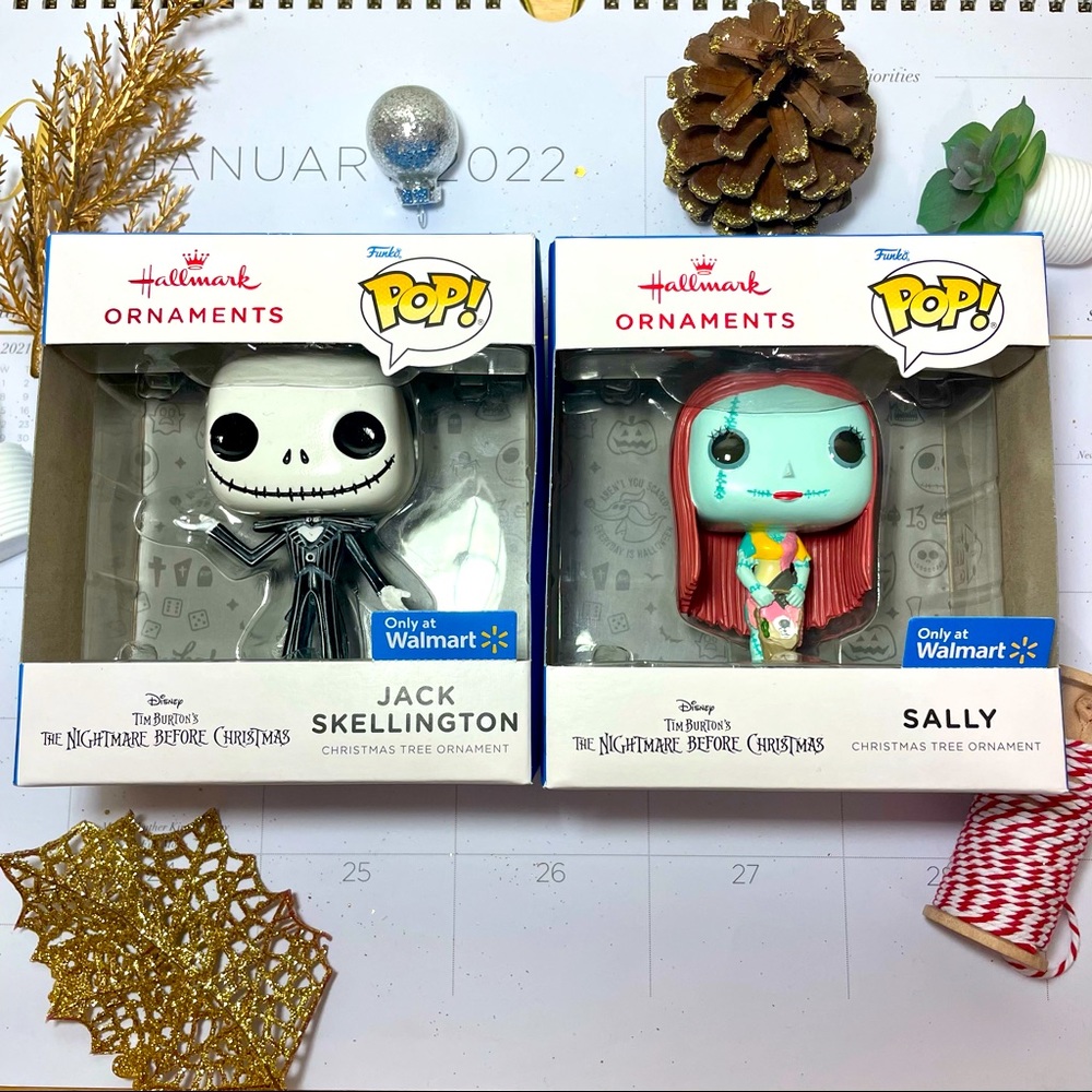 *(2) Jack Skellington & Sally The Nightmare Before Christmas Ornaments